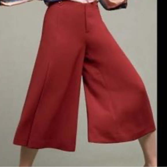 The Essential Culotte By Anthropologie Brown Wide-Leg Capri Pants Women’s Size 8 - Picture 1 of 16